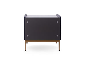English Elm Modern Sintered Stone Top Nightstand with Gold Legs and Charcoal Wood Frame B091119904