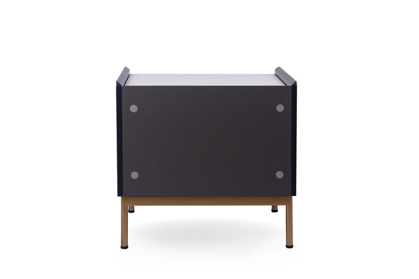 English Elm Modern Sintered Stone Top Nightstand with Gold Legs and Charcoal Wood Frame B091119904