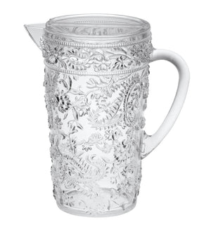 English Elm 2.5 Quart Diamond-Cut Unbreakable Pitcher with Lid — BPA-Free Acrylic, Elegant Serveware for Entertaining Clear B095120309