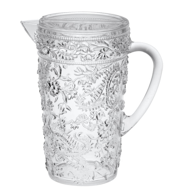 English Elm 2.5 Quart Diamond-Cut Unbreakable Pitcher with Lid — BPA-Free Acrylic, Elegant Serveware for Entertaining Clear B095120309