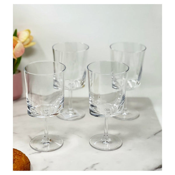English Elm Oval Halo Acrylic Wine Glass Set Of 4, Unbreakable 12Oz Bpa-Free Glasses For Every Occasion B095120345-GIGA