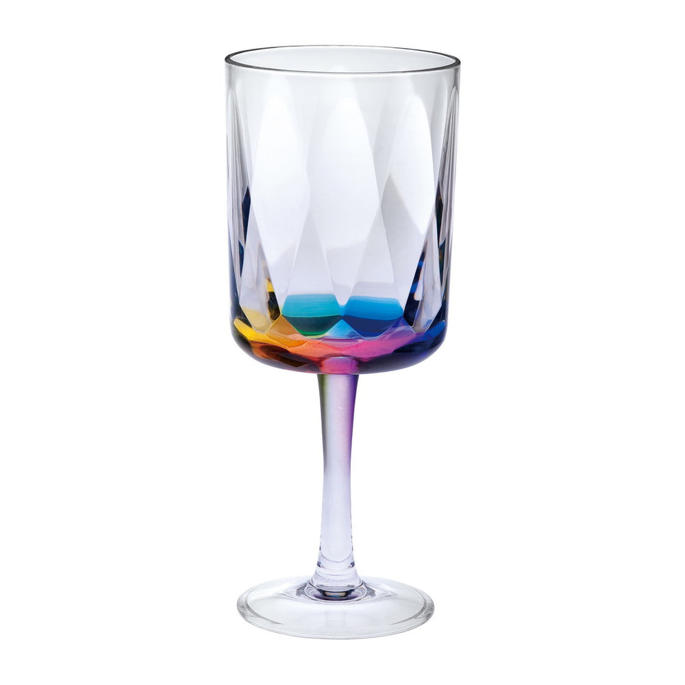 English Elm Rainbow Diamond 16oz Acrylic Wine Glasses Set of 4 — Unbreakable, BPA-Free, Crystal Clear Stemware for Parties and Patio B095120333