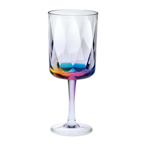 English Elm Rainbow Diamond 16oz Acrylic Wine Glasses Set of 4 — Unbreakable, BPA-Free, Crystal Clear Stemware for Parties and Patio B095120333