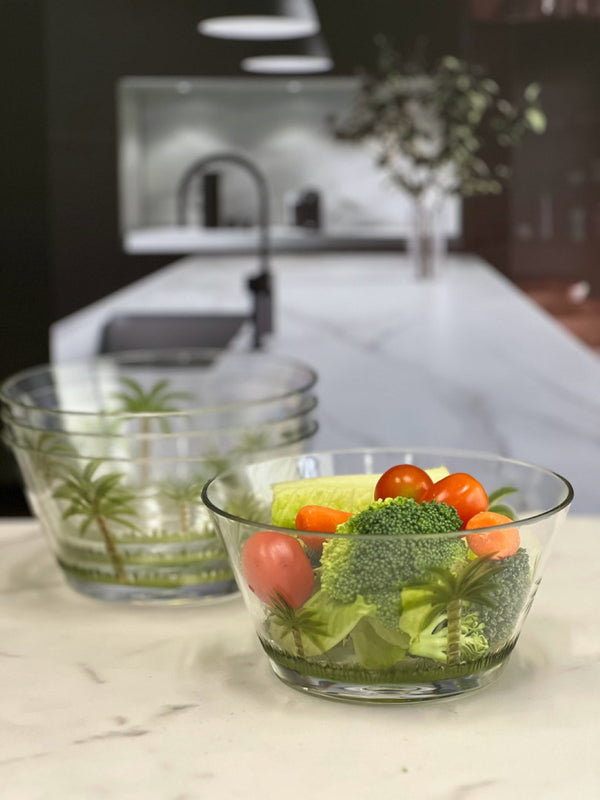 English Elm Palm Tree Acrylic Serving Bowls - Unbreakable, Stylish, Bpa-Free For Snacks, Salads, And Soups! B095120327-GIGA