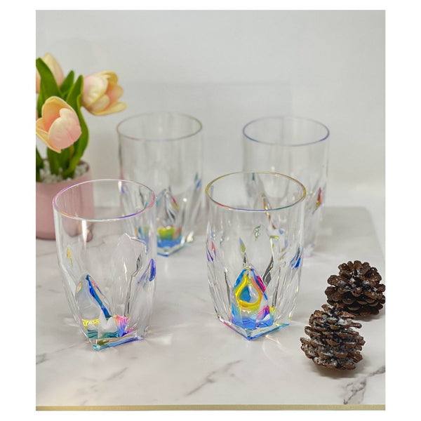 English Elm Rainbow Diamond Acrylic Drinking Glasses Set Of 4 - Durable 17Oz Hi-Ball Tumblers For Every Occasion B095120331-GIGA