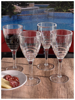 English Elm Swirl Plastic Wine Glasses Set of 4 12oz - BPA-Free Acrylic, Unbreakable Stemware, Dishwasher Safe Elegance Clear B095120395