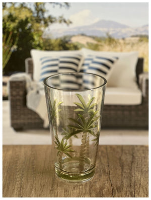 English Elm Palm Tree Design Acrylic Hi-Ball Glasses Set Of 4 - Bpa-Free 20Oz Drinkware For Poolside Fun! B095120326-GIGA