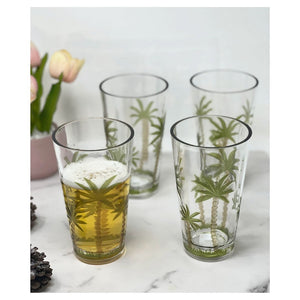 English Elm Palm Tree Design Acrylic Hi-Ball Glasses Set Of 4 - Bpa-Free 20Oz Drinkware For Poolside Fun! B095120326-GIGA