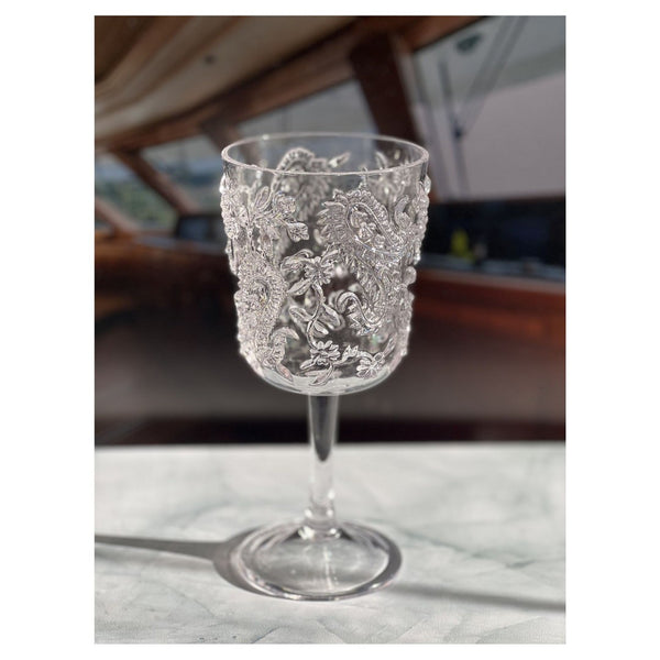 English Elm Paisley Unbreakable Acrylic Wine Glass Set Of 4 - 13Oz, Bpa-Free, Elegant For Indoor & Outdoor Use B095120387-GIGA