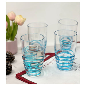 English Elm Swirl Acrylic Glasses Set Of 4, 20Oz Bpa-Free Tumblers - Elegant, Durable Drinkware For All Occasions B095120392-GIGA