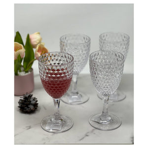 English Elm Diamond Cut Acrylic Wine Glasses Set Of 4 - Unbreakable, Bpa-Free, Elegant 12Oz Stemmed Glasses B095120378