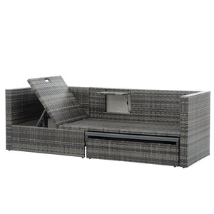 English Elm Patio 5-Piece Outdoor Furniture Set With Pe Wicker, Lift-Top Coffee Table & Lounger Sofa For Relaxing W1703S00016-GIGA