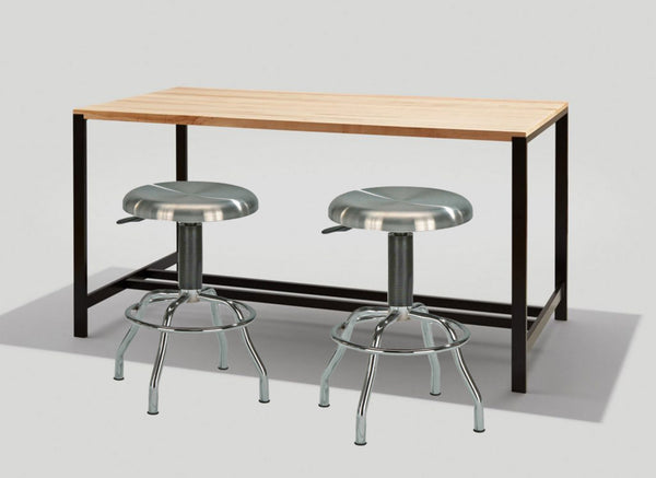 English Elm Stainless Steel Swivel Work Stool Adjustable Height for Kitchen Bar or Garage B091119911