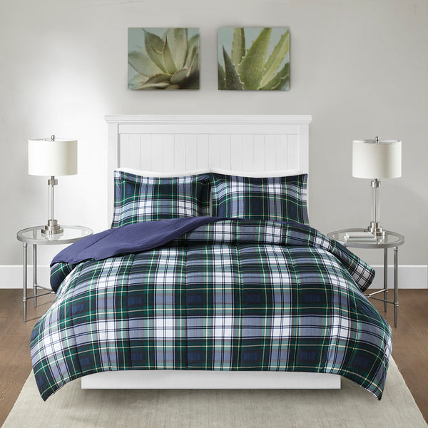 English Elm Full/Queen Parkston 3M Scotchgard Plaid Comforter Set – OEKO-TEX Antimicrobial, Moisture-Wicking Luxury B03595028
