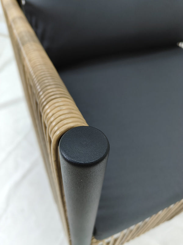 English Elm New Elegant 4-Piece Patio Sofa Set With Grey Cushions, Durable Pe Wicker, Tempered Glass Table W400S00047