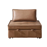 English Elm Multipurpose Faux Leather Ottoman Lazy Sofa Pulling Out Sofa Bed (Brown)