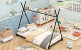 Hearth and Haven Twin House Bed with Triangle Structure, Black