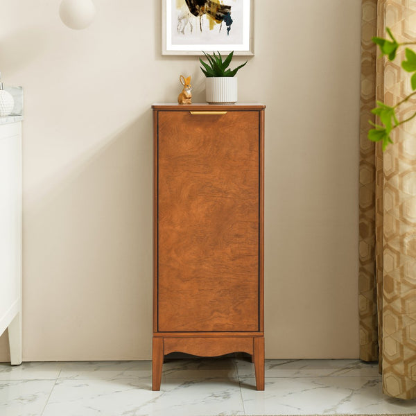 English Elm Modern Bathroom Floor Cabinet Freestanding Wooden Storage Cupboard with Adjustable Shelves, Brass Handles W1801108552