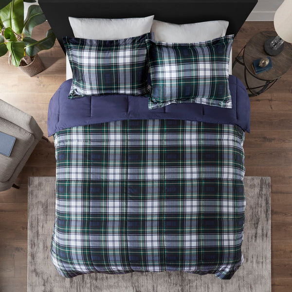 English Elm Full/Queen Parkston 3M Scotchgard Plaid Comforter Set – OEKO-TEX Antimicrobial, Moisture-Wicking Luxury B03595028