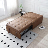 English Elm Multipurpose Faux Leather Ottoman Lazy Sofa Pulling Out Sofa Bed (Brown)