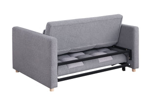 English Elm 3 Adjustable Backrest Sleeper Sofa Bed with Pull-Out Chaise and Convertible Futon for Small Spaces Grey Mix W1420111778