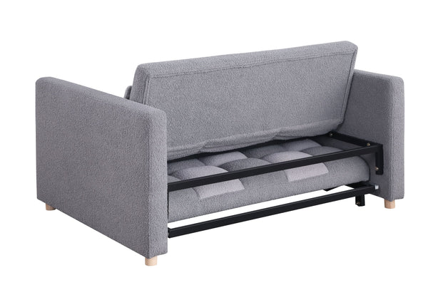 English Elm 3 Adjustable Backrest Sleeper Sofa Bed with Pull-Out Chaise and Convertible Futon for Small Spaces Grey Mix W1420111778