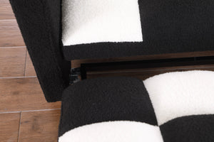 English Elm 3 Adjustable Backrest Sleeper Sofa Bed with Pull-Out Chaise and Convertible Futon for Small Spaces Black White W1420111777