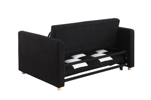 English Elm 3 Adjustable Backrest Sleeper Sofa Bed with Pull-Out Chaise and Convertible Futon for Small Spaces Black White W1420111777