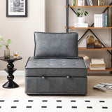 Christopher Knight Home® - Noble House - Multipurpose Faux Leather Ottoman Lazy Chair Pulling Out Sofa Bed (Dark Grey)