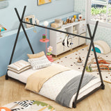 Hearth and Haven Twin House Bed with Triangle Structure, Black