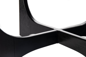 English Elm 36" Round Coffee Table Brushed Black Wood Grain Top with Cross-Design Legs, Height Adjustable Feet, Modern Living Room Accent (36") W1801110322