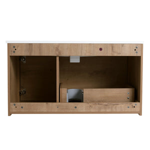 English Elm 36 Inch Floating Bathroom Vanity with Gel Basin, Soft-Close Doors & Drawers, Water-Resistant Ply Finish W99990145