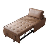 English Elm Multipurpose Faux Leather Ottoman Lazy Sofa Pulling Out Sofa Bed (Brown)