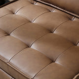 English Elm Multipurpose Faux Leather Ottoman Lazy Sofa Pulling Out Sofa Bed (Brown)