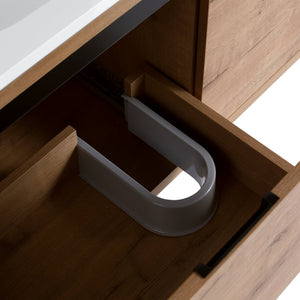 English Elm 36 Inch Floating Bathroom Vanity with Gel Basin, Soft-Close Doors & Drawers, Water-Resistant Ply Finish W99990145