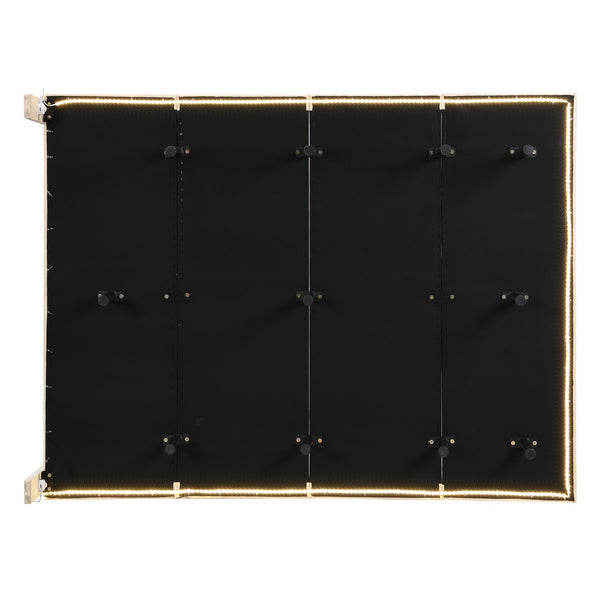 English Elm Queen Upholstered Platform Bed with Motion Sensor Light, Floating Velvet Headboard, Solid Frame Design Beige WF305618AAA