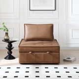 English Elm Multipurpose Faux Leather Ottoman Lazy Sofa Pulling Out Sofa Bed (Brown)