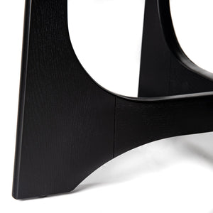 English Elm 36" Round Coffee Table Brushed Black Wood Grain Top with Cross-Design Legs, Height Adjustable Feet, Modern Living Room Accent (36") W1801110322