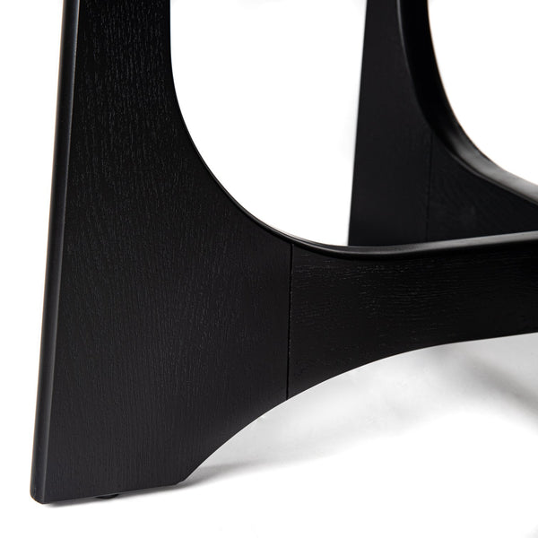 English Elm 36" Round Coffee Table Brushed Black Wood Grain Top with Cross-Design Legs, Height Adjustable Feet, Modern Living Room Accent (36") W1801110322