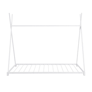 English Elm Metal Twin House Platform Bed with Sturdy Triangle Frame, Low Profile Kids' Cozy Playful Sleep Space White WF307193AAK