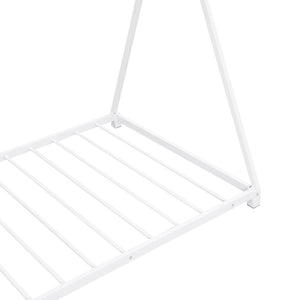 English Elm Metal Twin House Platform Bed with Sturdy Triangle Frame, Low Profile Kids' Cozy Playful Sleep Space White WF307193AAK