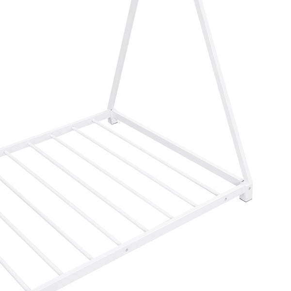 English Elm Metal Twin House Platform Bed with Sturdy Triangle Frame, Low Profile Kids' Cozy Playful Sleep Space White WF307193AAK