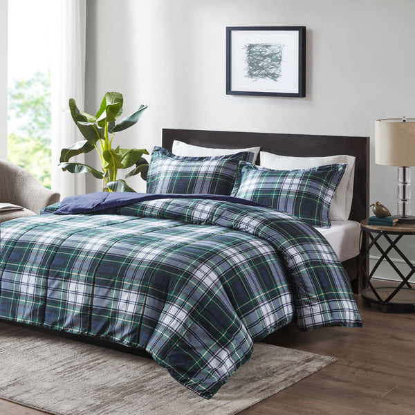 English Elm King/Cal King Parkston 3M Scotchgard Plaid Comforter Set – Moisture-Wicking, Antimicrobial OEKO-TEX, Ultra-Soft 6D Fill B03595029