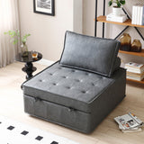 Christopher Knight Home® - Noble House - Multipurpose Faux Leather Ottoman Lazy Chair Pulling Out Sofa Bed (Dark Grey)