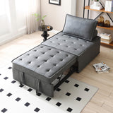 Christopher Knight Home® - Noble House - Multipurpose Faux Leather Ottoman Lazy Chair Pulling Out Sofa Bed (Dark Grey)