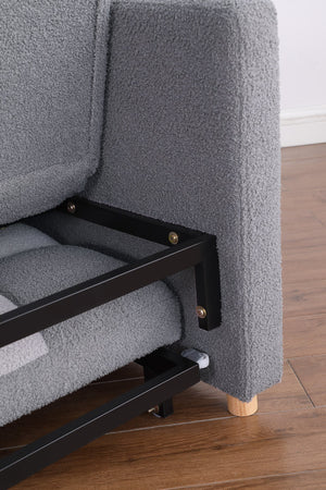 English Elm 3 Adjustable Backrest Sleeper Sofa Bed with Pull-Out Chaise and Convertible Futon for Small Spaces Grey Mix W1420111778