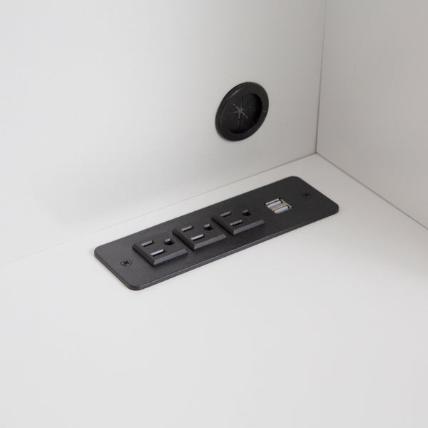 English Elm Computer Desk Modern Home Office with Hutch & Bookshelf, Spacious MDF Surface, Drawers, 3 AC/2 USB Ports, White, Compact Storage Solution W1321S00001