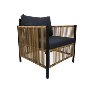 English Elm New PE Wicker Outdoor Sofa Set - 2-Piece Single Chairs in Black Brown, Steel Frame, Puffy Cushions, Modern Design W400120019