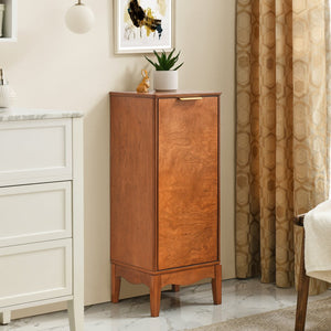English Elm Modern Bathroom Floor Cabinet Freestanding Wooden Storage Cupboard with Adjustable Shelves, Brass Handles W1801108552