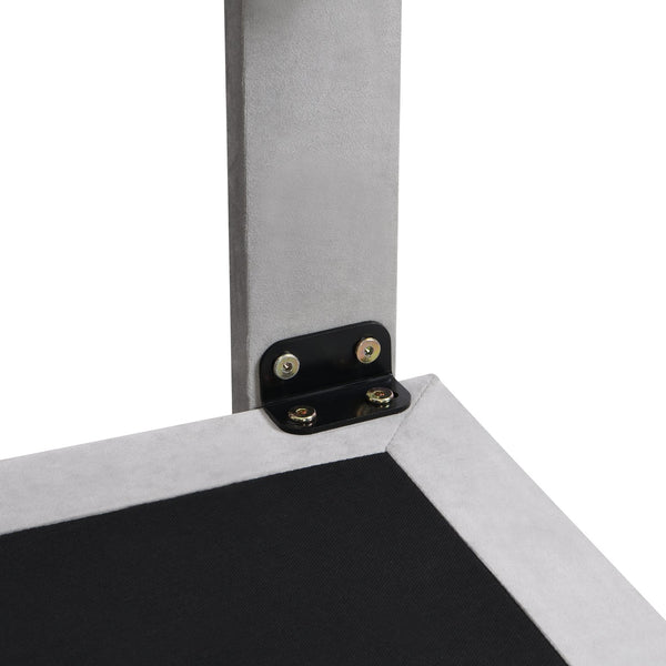 English Elm Queen Upholstered Platform Bed with Motion Sensor Light, Floating Velvet Headboard, Solid Frame Design Gray WF305618AAE